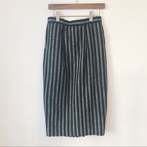Pocket Grey Stripe Wool Pencil Skirt